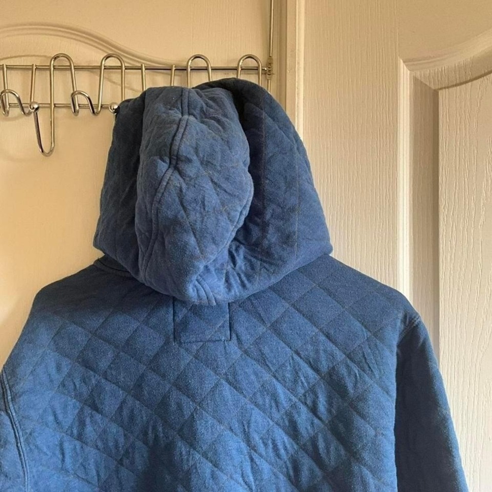 Burton Mens Blue Diamond Quilted Full Zip Hoodie Sweatshirt Logo Patch Medium - Picture 8 of 8